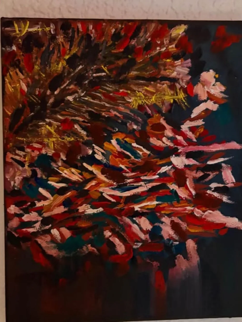 Abstract original oil and acrylic painting on a canvas, ready to display